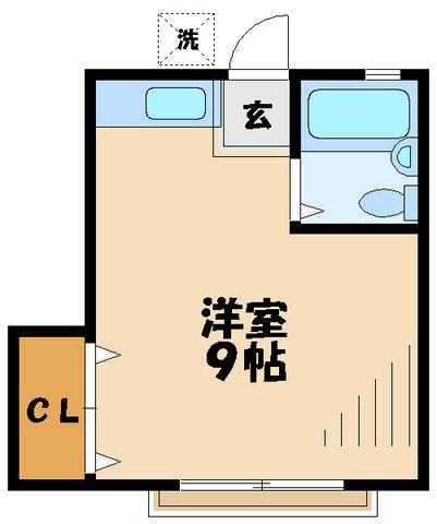 ドミールK(ワンルーム/1階)の間取り写真