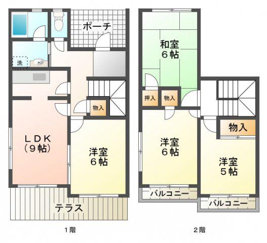 タウンハウス今寺I(3LDK/1階)の間取り写真