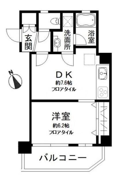 サンアリーナ二子新地DUO(1DK/4階)の間取り写真