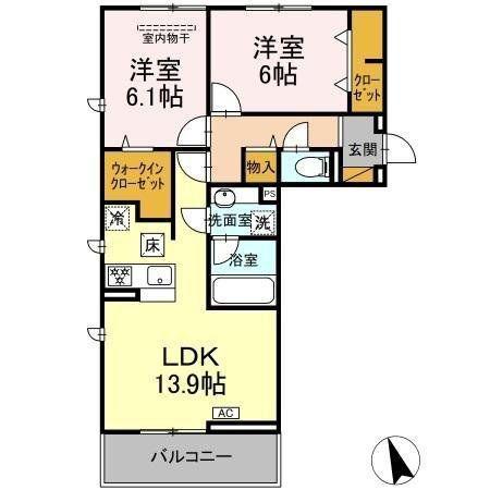 ソラーナ(2LDK/1階)の間取り写真