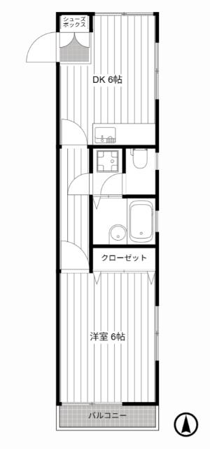テラスイーストヒルズ(1DK/2階)の間取り写真