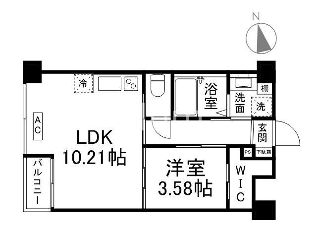 プラネシア東山三条(1LDK/4階)の間取り写真