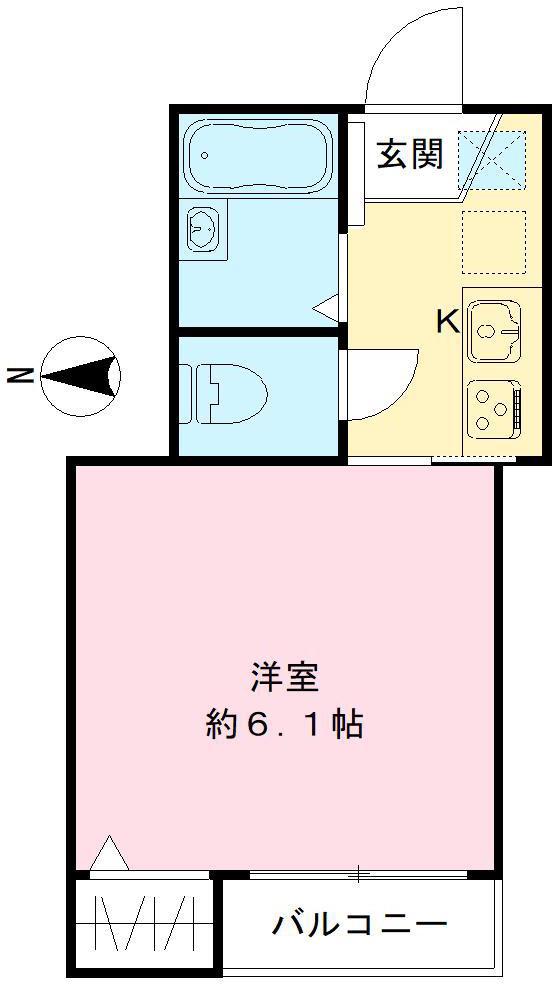 サットンプレイスプロスパー(1K/2階)の間取り写真