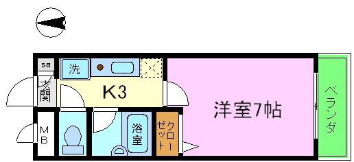 アストリア桂(1K/3階)の間取り写真