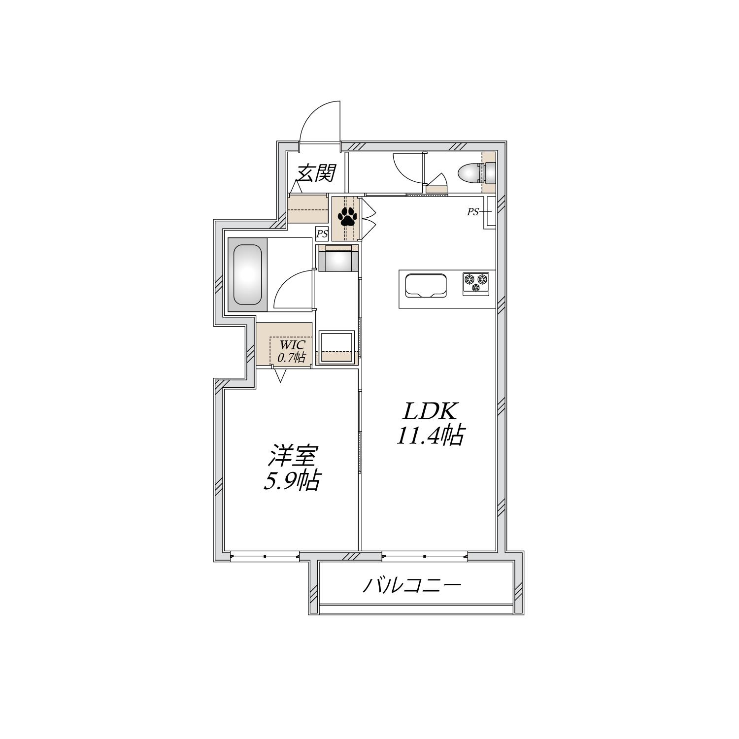 末長4丁目メゾン(1LDK/2階)の間取り写真