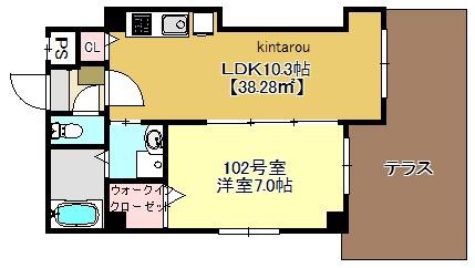 レフィーユ(1LDK/1階)の間取り写真