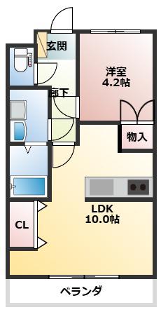 エイトスター大岡(1LDK/2階)の間取り写真