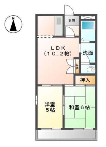 アルカディア(2LDK/2階)の間取り写真