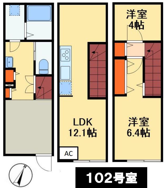 モクテラス流山セントラル(2LDK/1階)の間取り写真