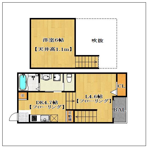 DREAME STAGE 姪浜LATRARE(1DK/2階)の間取り写真