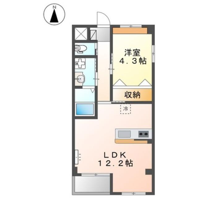 FLORES DE CEREZO(1LDK/3階)の間取り写真