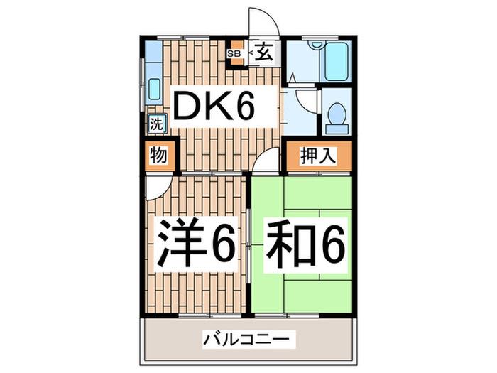 サンハイツ長島A(2DK/2階)の間取り写真