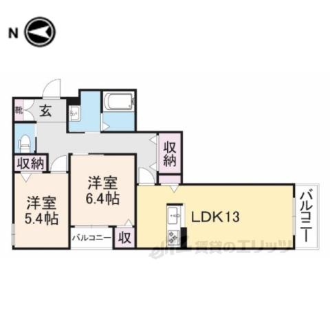 PRINCESS COURT(2LDK/2階)の間取り写真