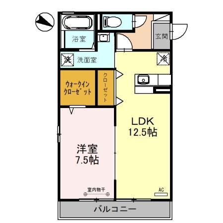 ルガーナ(1LDK/1階)の間取り写真