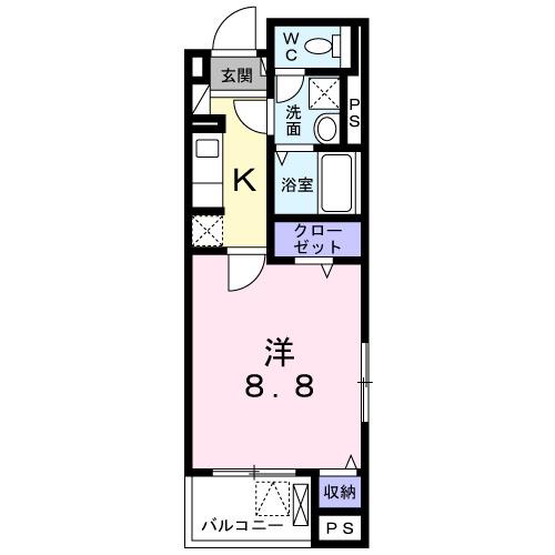 フォレストガーデン小門町(1K/4階)の間取り写真