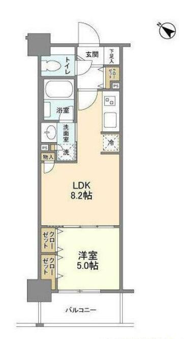 ジニア浅草(1LDK/5階)の間取り写真
