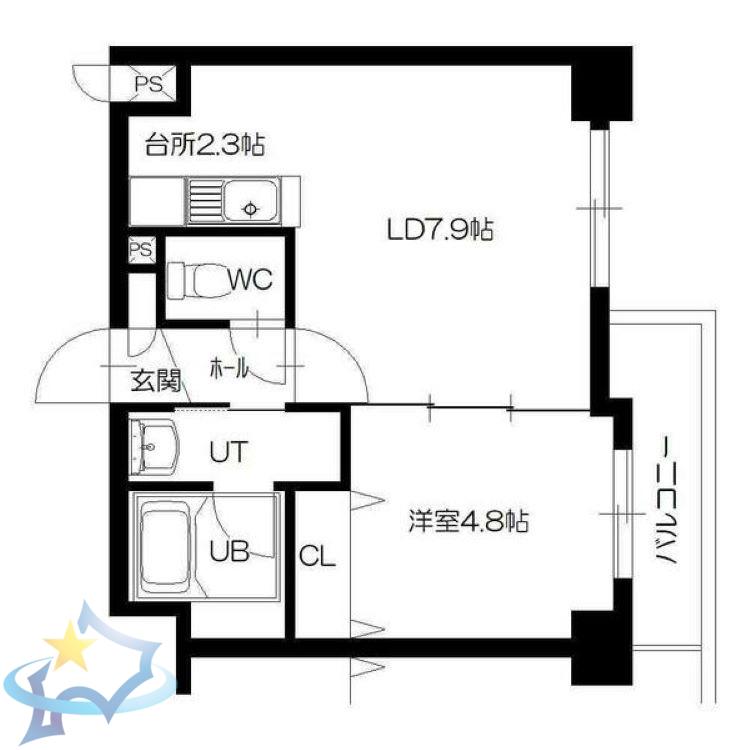 SーFORT札幌北5条(1LDK/6階)の間取り写真