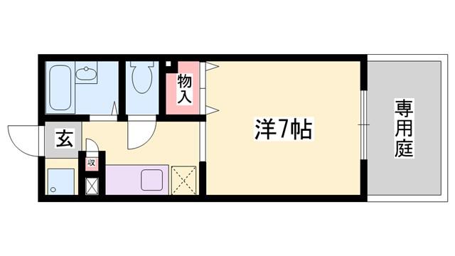 パセオ姫路II(ワンルーム/1階)の間取り写真