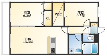 LIENPORTEII(2LDK/1階)の間取り写真