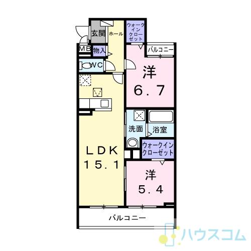 ジーアンビエンス(2LDK/2階)の間取り写真