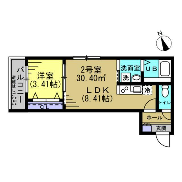 ベルシャンテ新松戸(1LDK/2階)の間取り写真