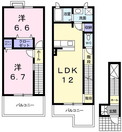 ピノ・モンテ(2LDK/2階)の間取り写真