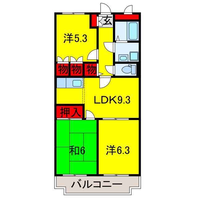 グラン・リーオ辰巳台(3LDK/2階)の間取り写真