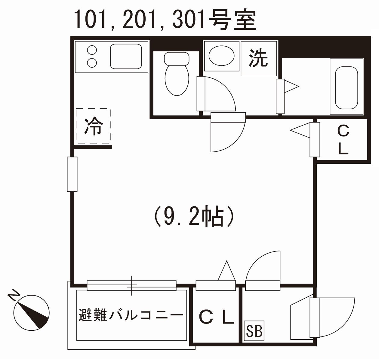ベルフィノ名古屋(ワンルーム/3階)の間取り写真