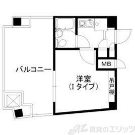 兎我野町聚楽マンション(1K/8階)の間取り写真