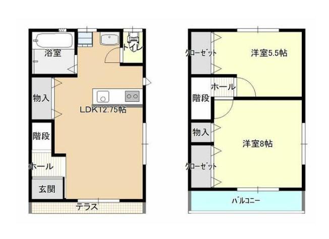 パルプンテB(2LDK/1階)の間取り写真