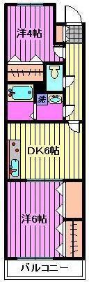 ラ・プリームラ(2DK/2階)の間取り写真