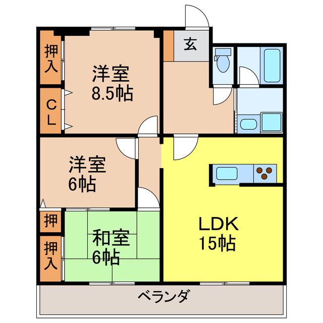 御幸パークマンション(3LDK/3階)の間取り写真