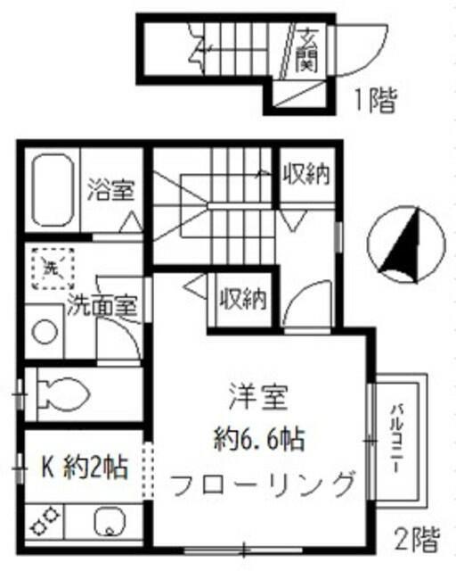 エル シエロ(1K/2階)の間取り写真
