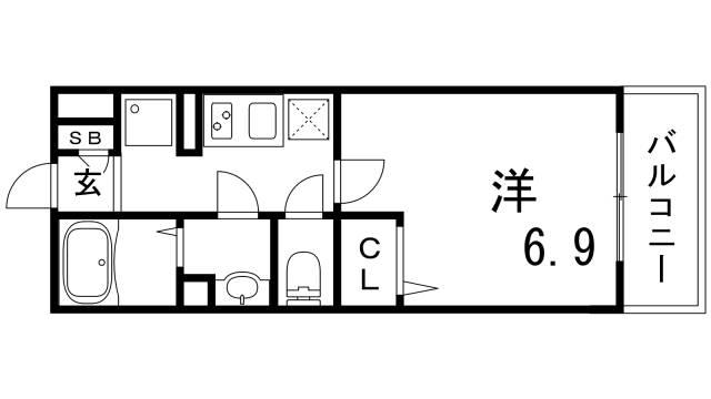 リブリ・FOR DEAREST 灘(1K/3階)の間取り写真