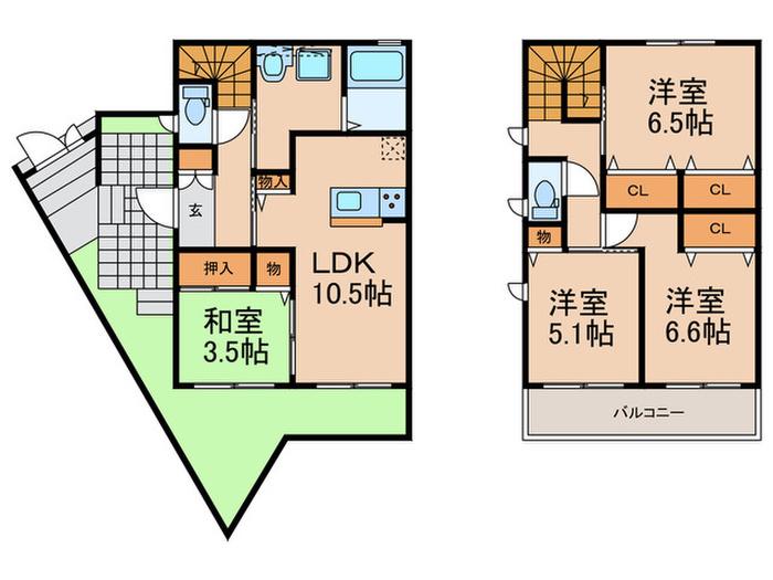 クレバーハイム(4LDK/1階)の間取り写真