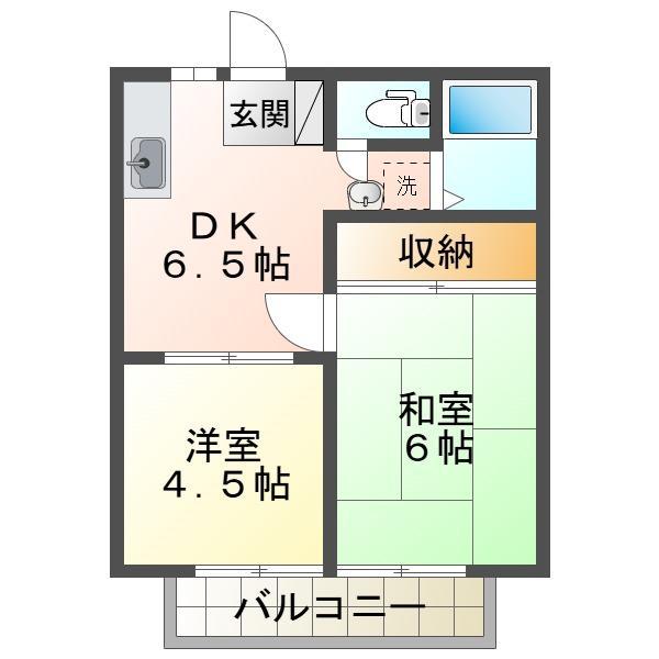 CASA城北弐番館(2DK/2階)の間取り写真