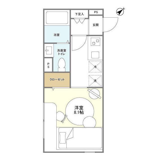 アステラホーム渋谷本町(1K/2階)の間取り写真