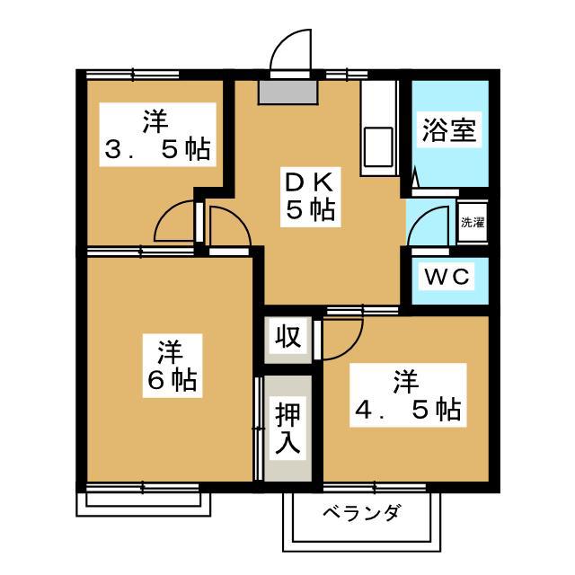 立川アメニティーコーポ(3DK/2階)の間取り写真