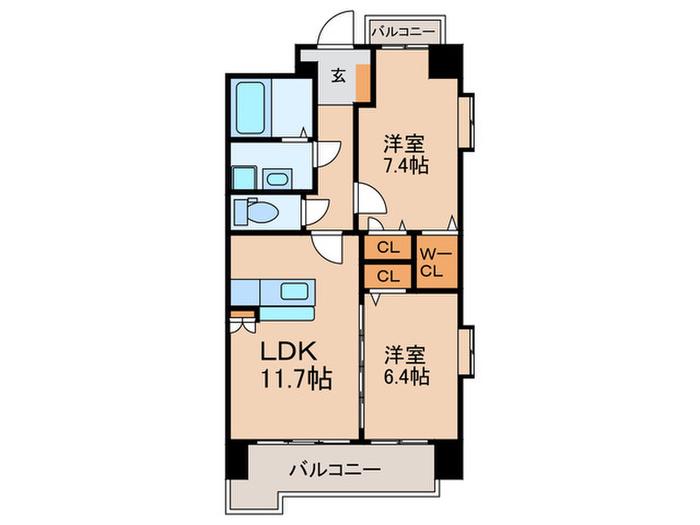 エルマーナI(2LDK/2階)の間取り写真