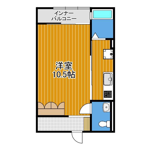クリプトメリア(1K/2階)の間取り写真