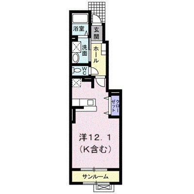 メゾン サンパティックIII(ワンルーム/1階)の間取り写真