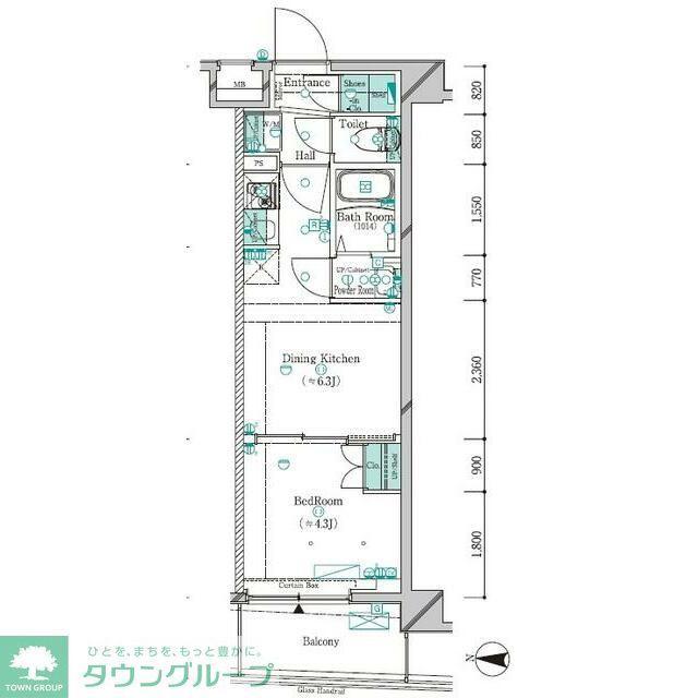 ガリシア新宿西落合II(1DK/2階)の間取り写真