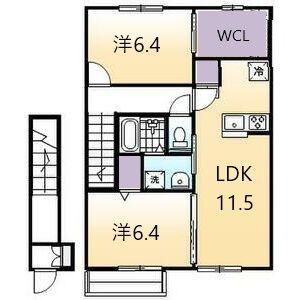 エルメゾン新涯(2LDK/2階)の間取り写真