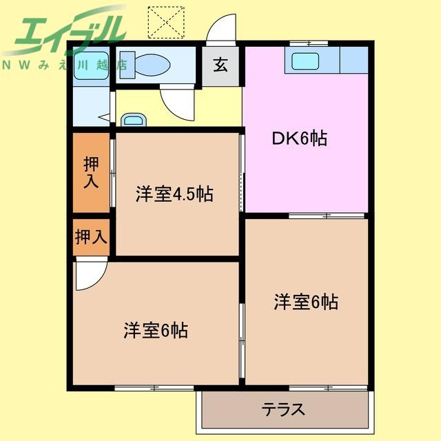 フォーブル水谷(3DK/1階)の間取り写真