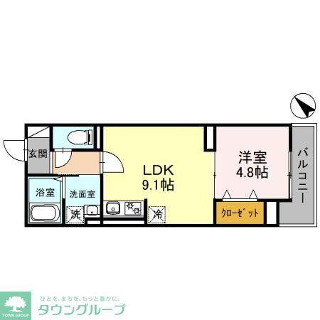 セレスティア白子 I(1LDK/3階)の間取り写真