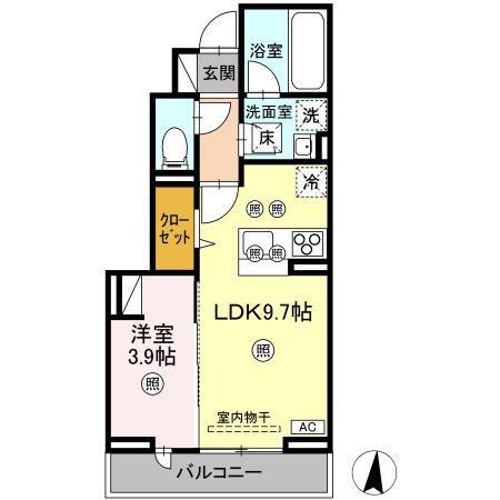 ヌオーヴォチッタ(1LDK/1階)の間取り写真