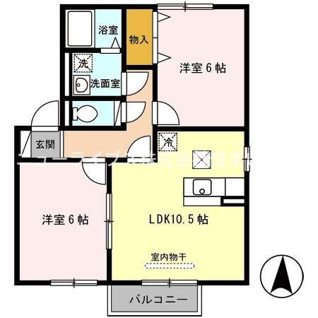 アゼリア2(2LDK/1階)の間取り写真