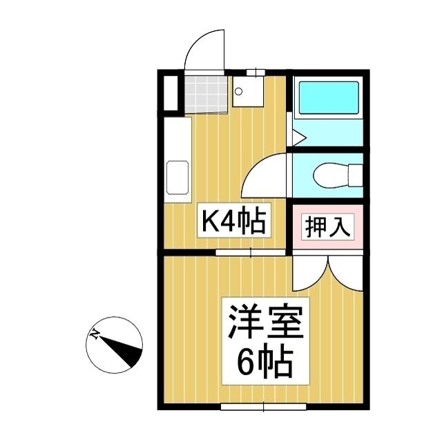 スカイラークヒル(1K/1階)の間取り写真