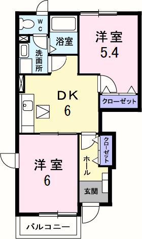 サンライト ヒルズ(2DK/1階)の間取り写真