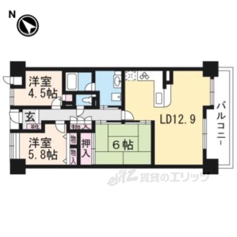 ローレルコート草津(3LDK/4階)の間取り写真